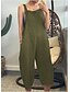 cheap Bottoms-Women&#039;s Slacks Overalls Dungarees Faux Linen Plain Baggy Calf-Length Mid Waist Classic Style Going out Black Yellow S M Summer Spring &amp;  Fall