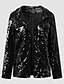 billige Jakker til damer-Women&#039;s Sparkly Sequins Jacket