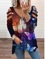 abordables T-shirts-Chemisier Femme Bleu Violet Rose Claire Découpé Tunique fluide Papillon Casual Fin de semaine Manches Longues Col V basique Longue Standard Papillon Peinture S / 3D effet / Imprimer