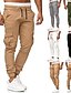 cheap Pants-Men&#039;s Streetwear Elastic Waistband Drawstring Multi Pocket Jogger Chinos Sweatpants Full Length Pants Micro-elastic Cotton Solid Colored Mid Waist White Black Gray Army Green Khaki S M L XL XXL