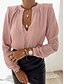 cheap Tops &amp; Blouses-Women&#039;s Shirt Blouse Black Pink Solid Colored Long Sleeve Daily Basic V Neck Short S