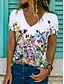 cheap Women&#039;s T-shirts-Women&#039;s T shirt Tee Black White Blue Print Graphic Floral Casual Daily Short Sleeve V Neck Basic Regular Floral Butterfly S
