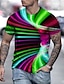 cheap Men&#039;s Tees &amp; Tank Tops-Men&#039;s T shirt Tee Tee Graphic Optical Illusion Round Neck Green / Black Light Green Pink Red Purple 3D Print Daily Short Sleeve Print Clothing Apparel Exaggerated Basic