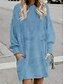 abordables Tops &amp; Blouses-Femme Basique du quotidien Couleur Pleine Col Rond Hiver Standard Orange Bleu clair Grise Blanche