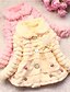 cheap Girls&#039; Jackets &amp; Coats-Kids Girls&#039; Long Sleeve Coat Parka White Pink Yellow Pleated Plain Adorable Winter 3-8 Years School / Ruffle / Lace / Cute