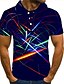 baratos Polos-Homens Camisa de golfe Camisa de tênis Colarinho Gráfico 3D Verde Azul Arco-íris Manga Curta Tamanho Grande Diário Para Noite Blusas Roupa de rua Exagerado