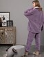 cheap Sleep &amp; Lounge-Women&#039;s Fleece Flannel Warm Pajamas Sets Fluffy Fuzzy Warm Nighty Pure Color Plush Comfort Home Christmas V Wire Long Sleeve Sweater Pant Elastic Waist Fall Winter Gray Purple / Lace Up