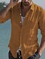 billige Linen Shirts-Herre Skjorte linned skjorte Sommer skjorte Strand Tøj Button Up skjorte Sort Hvid Lyserød Langærmet Helfarve Krave Forår sommer Afslappet Daglig Tøj Knap ned