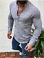 cheap Men&#039;s Shirts-Men&#039;s Linen Shirt Summer Shirt Beach Shirt Black White Blue Long Sleeve Solid Color Collar Daily Hawaiian Clothing Apparel