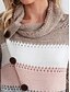 cheap Women&#039;s Sweaters-Women&#039;s Sweater Pullover Jumper Color Block Knitted Button Stylish Basic Casual Long Sleeve Loose Sweater Cardigans Fall Winter Crew Neck Rainbow / Holiday / Going out