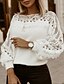 cheap Sweaters &amp; Cardigans-Women&#039;s Crochet Knit Pullover with Lace Trims