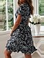 cheap Casual Dresses-Women&#039;s Mini Dress Emerald Green Dress Wrap Dress Navy Blue Green Floral Short Sleeve Summer Spring Ruffle Stylish V Neck Vacation Summer Dress Spring Dress 2023 S M L XL XXL