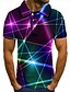 cheap Men&#039;s Shirts-Men&#039;s Polo Shirt Tennis Shirt Golf Shirt Graphic Prints Linear Collar White Pink Green Rainbow 3D Print Street Casual Short Sleeve Button-Down Clothing Apparel Fashion Cool Casual