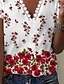 preiswerte T-shirts-Damen T Shirt Rote Spitzenbesatz Bedruckt Blumen Casual Festtage Kurzarm V Ausschnitt Basic Standard Blume Farbe S