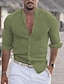 cheap Linen Shirts-Men&#039;s Hawaiian Linen Shirt with Solid Color Collar