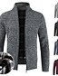 cheap Cardigan Sweaters-Men&#039;s Casual Winter Solid Black Burgundy Zip Cardigan Sweater