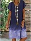 cheap All Sale-Women&#039;s T Shirt Dress Tee Dress Shift Dress Midi Dress Black Purple Brown Short Sleeve Color Gradient Print Spring Summer V Neck Basic Daily Vacation Weekend 2023 S M L XL XXL 3XL 4XL 5XL