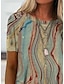 abordables T-shirts-Femme Robe t-shirt Tunique Graffiti Kaki Imprimer Manche Courte du quotidien basique Col Rond Standard