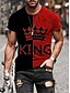 billige Short Sleeve-Herre T skjorte T-skjorter Bokstaver skjøting King Crew-hals Svart / Gul Svart / Grå Hvit Rød Blå 3D-utskrift Store størrelser Avslappet Daglig Kortermet Klær Årgang Elegant og moderne Grunnleggende