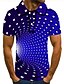 preiswerte Herrenhemden-Herren Poloshirt Tennishemd Golfhemd 3D-Druck Geometrie Kragen Rote Blau Purpur Grün 3D-Druck Strasse Casual Kurzarm Button-Down Bekleidung Modisch Cool Brautkleider schlicht