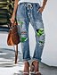 cheap Cotton &amp; Linen-Women&#039;s Jeans Distressed Jeans Denim Blue Fashion Christmas Baggy Ripped Christmas Street Casual Full Length Micro-elastic Animal Comfort S M L XL XXL