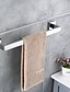 cheap Bath Fixtures-Bathroom Towel Bar Rectangle Metal Wall Mounted Bath Single Towel Hanger Polished Silvery 1pc