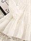 preiswerte Kleider für Mädchen-Kinder Baby Wenig Mädchen Kleid Jacquard Einfarbig Hochzeit Gitter Weiß Knielang Langarm nette Art Kleider Herbst 2-8 Jahre