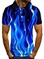 billige Herreskjorter-Herre POLO Trøje Tennistrøje Golftrøje Grafiske tryk Flamme Krave Gul Lyserød Blå Grøn 3D-udskrivning Gade Afslappet Kortærmet Knap ned Tøj Mode Sej Afslappet