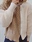 billige Sweaters-Dame Cardigan Sweater Jumper Kabel Strikke Lynlås Strikket Rund hals Farveblok udendørs Daglig Stilfuld Afslappet Vinter Efterår militærgrøn Kakifarvet S M L