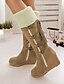 cheap Boots-Women&#039;s Boots Snow Boots Sweater Boots Suede Shoes Outdoor Daily Color Block Knee High Boots Winter Tassel Lace-up Wedge Heel Round Toe Casual Walking Suede Zipper Black Yellow Beige