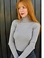 cheap Sweaters &amp; Cardigans-Women&#039;s Basic Casual Turtleneck Pullover in Ribbed Knit
