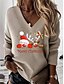 economico Tops &amp; Blouses-Per donna Camicia Camicia di Natale Gatto Cervo Nero Rosso Beige Stampa Manica lunga Natale Informale Essenziale Natale A V Standard