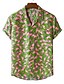 billige Men&#039;s-Herre Skjorte Grafisk skjorte Klassisk krave Flamingo Grøn Andre tryk Afslappet Ferie Trykt mønster Tøj Tropisk Designer Strandstil / Kortærmet / Kortærmet