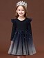 abordables Robes pour Filles-Robe Fille Enfants Robe en Tulle Petit Paillette Soirée Anniversaire du quotidien Bleu Marine Mi-long Tulle Manches Longues Princesse Doux Robes 4-13 ans