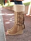 cheap Boots-Women&#039;s Boots Snow Boots Sweater Boots Suede Shoes Outdoor Daily Color Block Knee High Boots Winter Tassel Lace-up Wedge Heel Round Toe Casual Walking Suede Zipper Black Yellow Beige