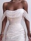 abordables Vestidos casuales-Mujer Mini vestido corto Vestido de Fiesta Blanco Manga Corta Frunce Color puro Sin Tirantes Otoño Invierno Elegante 2022 S M L XL