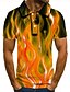 billige Herreskjorter-Herre POLO Trøje Tennistrøje Golftrøje Grafiske tryk Flamme Krave Gul Lyserød Blå Grøn 3D-udskrivning Gade Afslappet Kortærmet Knap ned Tøj Mode Sej Afslappet