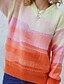 baratos Camisolas-Mulheres Pulôver suéter Saltador Crochê Tricotar Tricotado Decote V Tintura Tie Dye Diário Feriado à moda Casual Inverno Outono Azul Laranja S M L