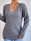 cheap Sweaters-Women&#039;s Pullover Sweater Jumper Ribbed Knit Open Back Knitted V Neck Pure Color Outdoor Daily Stylish Sexy Winter Fall Gray S M L