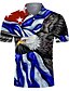 billige T-shirts og tanktops til mænd-Herre Golftrøje Tennistrøje Krave Ørn Amerikansk flag Nationalflag Blå 3D-udskrivning Kortærmet Knap ned Gade Afslappet Toppe Mode Sej Afslappet Åndbart / Sport