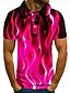 billige Skjorter til herrer-Herre POLO T-skjorte Tennis skjorte Golf skjorte Grafiske trykk Flamme Krage Gul Rosa Blå Grønn 3D-utskrift Gate Avslappet Kortermet Knapp ned Klær Mote Kul Fritid
