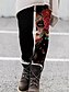 preiswerte Graphic Chic-Damen Strumpfhosen Leggins Geometrisch Totenkopf Motiv Katze Bedruckt In voller Länge elastisch Hoher Taillenbund Modisch Halloween Casual Rot Grün S M
