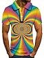 cheap Men&#039;s Shirts-Men&#039;s Polo Shirt Tennis Shirt Golf Shirt Rainbow Optical Illusion Collar Yellow Pink Purple Rainbow 3D Print Street Casual Short Sleeve Button-Down Clothing Apparel Fashion Cool Casual
