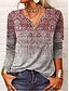 cheap Tops &amp; Blouses-Plus Size Paisley Gradient V Neck Women&#039;s blouse