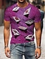 cheap Men&#039;s Shirts-Men&#039;s T shirt Tee 3D Poker Round Neck Black Yellow Pink Blue Purple 3D Print Plus Size Party Daily Short Sleeve Print Clothing Apparel Vintage Designer Casual