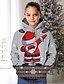 billige Kids&#039; Christmas Hoodies&amp;Sweatshirts-grimme hættetrøje til piger&amp;amp; sweatshirt grafisk julegaver 3d print langærmet print aktiv grå