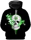 billige Hoodies-Herre 3D Dødningehoveder Hattetrøje Halloween Fest Afslappet Hættetrøjer Sweatshirts Sort