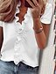 abordables Super Sale-Femme Chemisier T shirt Tee Basique Garniture de laitue du quotidien Plein Tee-shirt Col V Eté Standard Kaki clair. Blanche Rose Claire Bleu Orange