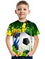billige T-skjorter og skjorter til gutter-Gutt 3D Fargeblokk Fotball T skjorte Kortermet 3D-utskrift Sommer Aktiv søt stil Gatemote Polyester Rayon Barn 3-12 år Skole utendørs Daglig