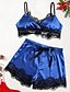 cheap Sleep &amp; Lounge-Women&#039;s 1 set Pajamas Sets Nighty Simple Lovers Gothic Pure Color Spandex Home Daily Vacation Straps Breathable Gift Sleeveless Backless Lace Spring Summer Black Blue / Bow